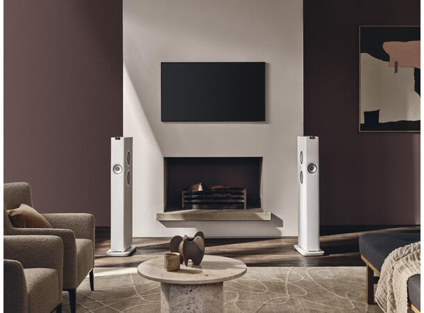KEF LS60 Wireless - Mineralhvit Aktiv gulvstående høyttaler