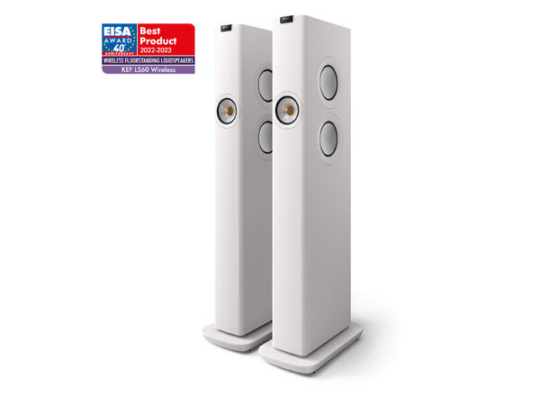 KEF LS60 Wireless - Mineralhvit Aktiv gulvstående høyttaler