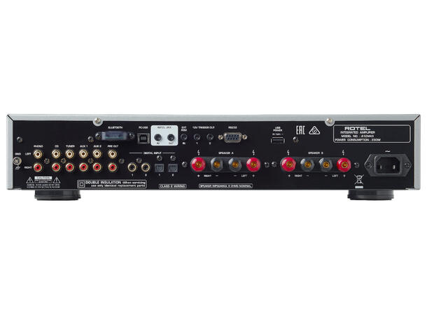 Rotel A12 MKII stereoforsterker, sort Integrert forsterker med DAC og RIAA
