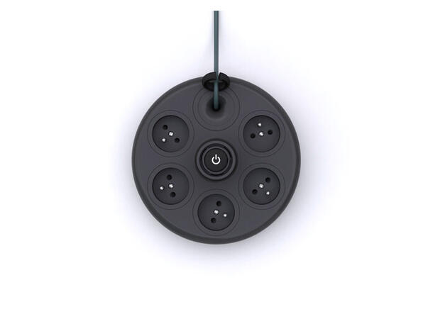 Punkt. ES01 - sort Skjøteledning med fem uttak 