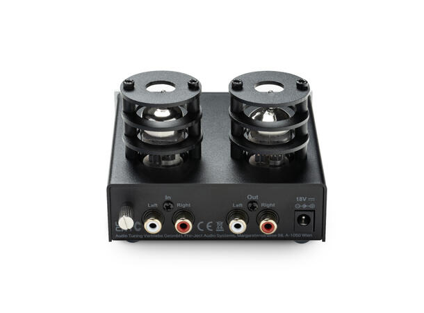 Pro-Ject Tube Box E - sort Balansert RIAA-trinn med rør - MM/MC 