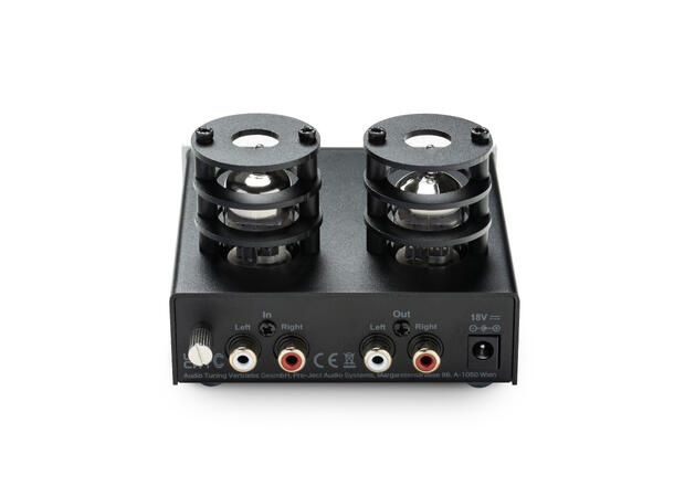 Pro-Ject Tube Box E - sort Balansert RIAA-trinn med rør - MM/MC