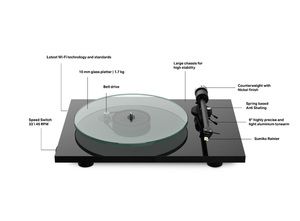 Pro-Ject T2 W - valnøtt Platespiller med Wi-Fi
