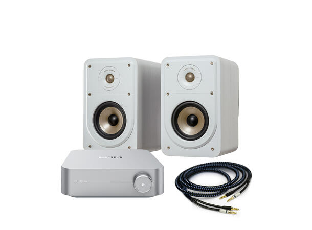 Amp + ES15 - hvit Stereopakke med høyttalere og forsterker 