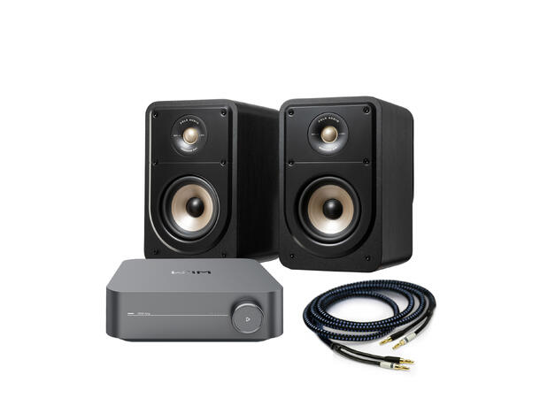 Amp + ES15 - sort Stereopakke med høyttalere og forsterker 