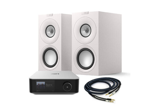 Amp Ultra + Q Concerto Meta - hvit Stereopakke med høyttalere og forsterker