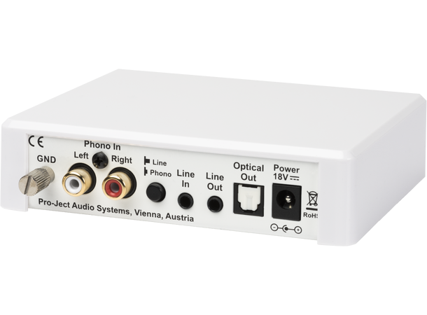 Pro-Ject Optical Box E Phono - hvit RIAA-trinn med A/D-konverter - MM