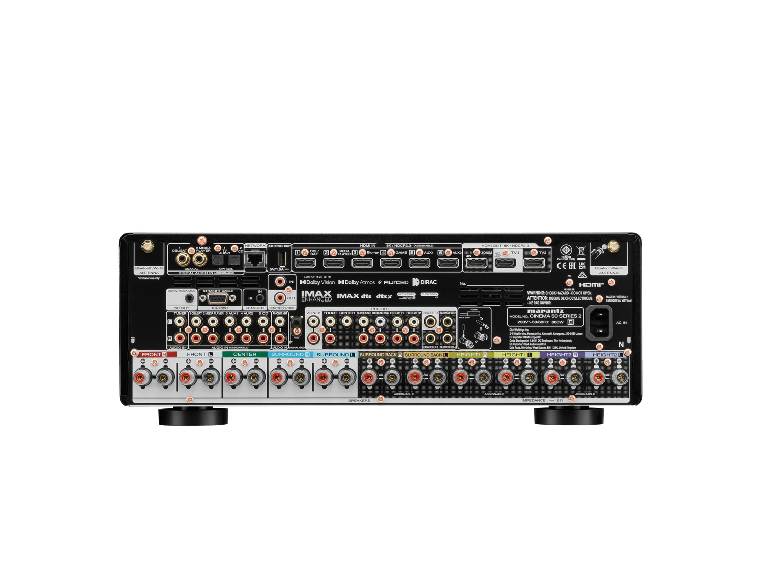 Marantz CINEMA 50 SERIES 2 bakside med tilkoblinger