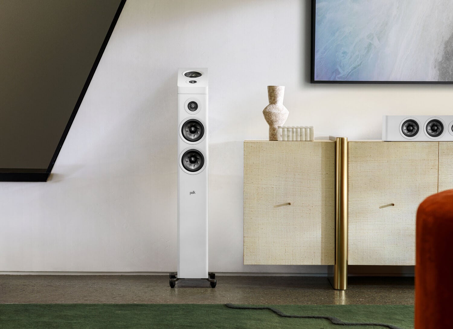 Polks illustrasjon av Reserve-serien med Dolby Atmos